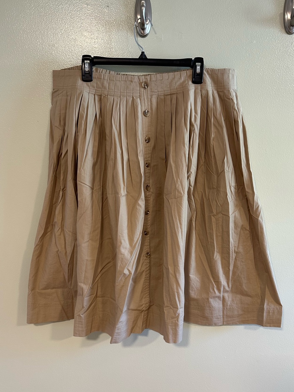 J.Crew NWT Khaki Button-Front Pleated Midi Skirt